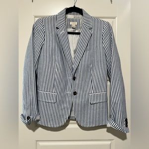 J. crew Blue Stripe Linen Blazer
